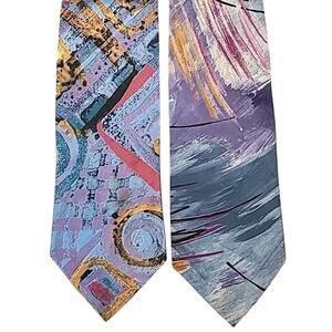 VTG Don Giovanni Lot of 2 Big & Tall X-Long Men’s Ties Geo Workwear Retro Office